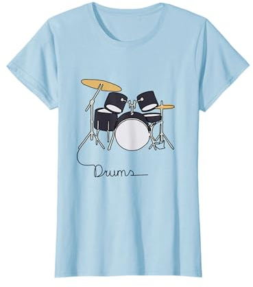 MUSICONPRINT DRUMS LINE ART Musiker Band Orchester T-Shirt