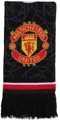 adidas Fanschal Real Madrid, FC Bayern, FC Arsenal, Juventus, Manchester United, weicher Strickstoff, klassische Fransenenden, Schwarz/Weiß (Manchester United), Einheitsgröße
