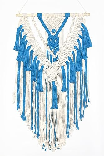 BMIDRUT Tapiz tejido de macramé para colgar en la pared, bohemio, hecho a mano, tapiz de macramé para boda, dormitorio, sala de estar, pared de fondo de 45 x 75 cm