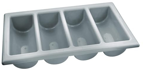 GRÄWE Besteckkasten mit 4 Fächern, Besteckaufbewahrung, groß, stapelbar, spülmaschinengeeignet, grau, Besteckorganizer, Kunststoff