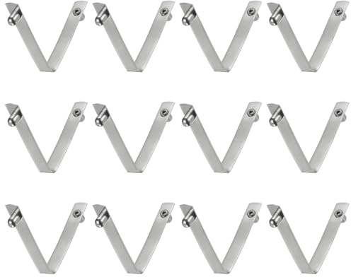sourcing map 12 Stück Doppelknopf Kajak Paddel Schnappfeder Clip 50x6,3mm 65Mn Federstahl V-förmige solide Teleskop Verriegelung Rohr Clips für Zelt Regenschirm Camping
