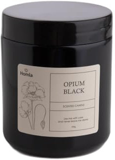 HOMLA Duftkerze Dekorative Raumdüfte Raumerfrischer Wachskerze Duft Kerze TOFU Opium Schwarz 190 g