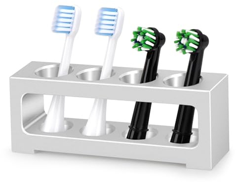 MOLEDINO Zahnbürstenkopf Halter für Elektrisch,Zahnbürstenhalter Aluminiumlegierung 4 Aufsteckbürsten Halter für Badezimmer,Bürstenkopf Toothbrush Head Holder (Großer Schlitz)