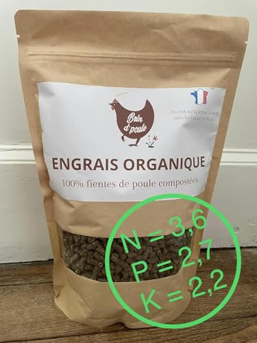 Engrais Organique - 1 Kg - Brin d'poule - 100% fientes de Poules - France