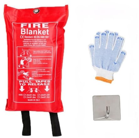 OAKOB FireGuard Pro Couverture anti-feu d'urgence – Sécurité pour la maison, la cuisine et la voiture – Ignifuge, rapide et facile à utiliser – Dispositif d'extinction d'incendie compact et fiable