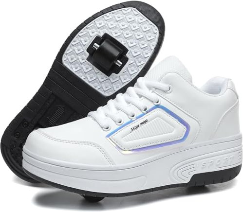 WOWEI Schuhe mit Rollen für Jungen Mädchen Skateboardschuhe Sportschuhe Rollschuhe Kinder Erwachsene 2-in-1-Multifunktionsrollschuhe Sneakers Mit Rollen Outdoorschuhe (BZX-T18, 42EU)
