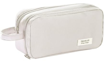 Balakaka Federmäppchen Mäppchen Mädchen Teenager, Große Kapazität Pencil Case mit Tragegriff für 85 Stifte, Federtaschen mit 2 Fächer für Schule & Büro, Beige