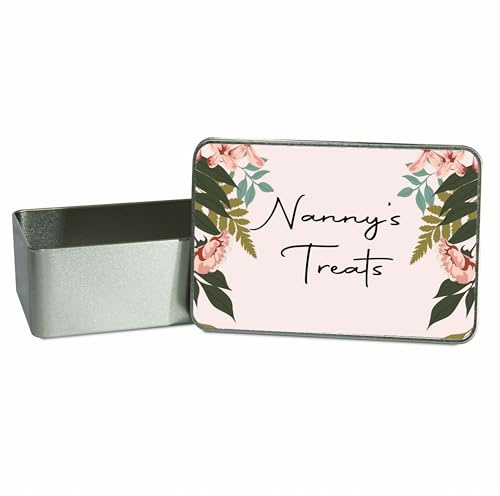allaboutthebump Nanny's Treat Tin - Pink & Floral Printed Metal Tin [Mother's Day Gift, Birthday Present, Christmas Xmas Gift, Love Mum]