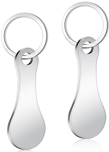 Caianwin 2Pcs Trolley Token,Stainless Steel Trolley Coin Removable Trolley Key for Releasing Supermarket Trolleys Shopping Trolley Token