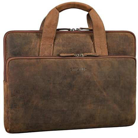 STILORD Beau Vintage Laptop-Tasche 15.6 Zoll Leder Business-Tasche für Herren und Damen Echtleder Hülle Laptop Sleeve MacBook Pro Tasche 16 Zoll Farbe:Calais - braun