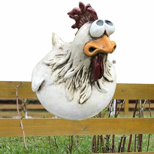 shpuuyy Hühnerzaun Deko Garten, Harz Huhn Gartendeko, Zaunhocker Harz Huhn Gartendeko, Garten Stecker Hen Hahn, Für Hof, Garten, Balkondekoration