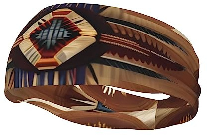 OCELIO Sport-Stirnband mit Indianer-Muster, für Erwachsene, unisex, geeignet zum Laufen, Radfahren, Yoga, Basketball, elastisches, feuchtigkeitsableitendes Haarband in Schwarz, Einheitsgröße