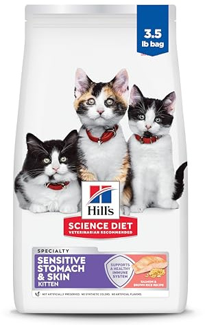 Hill's Science Diet Kitten Sensitive Stomach & Skin Dry Cat Food, Salmon & Brown Rice, 3.5 lb. Bag