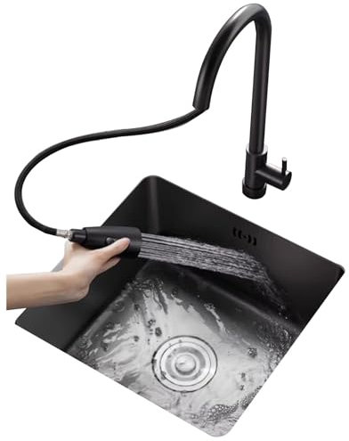 Lavabo da Cucina a Vasca Singola Mini lavello a sifone di Piccole Dimensioni per Uso Domestico Lavabo sottopiano in Acciaio Inossidabile Lavabo per Piatti Piscina per Acqua del Bagno (Colore
