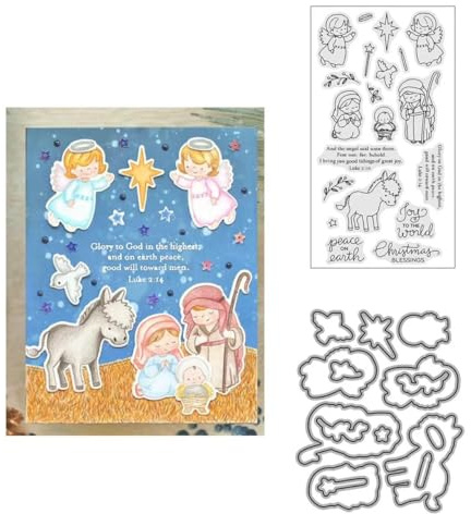 Segen Engel Stempel und Stanzschablonen für Karten Herstellung, Weihnachten Stanzen Stempel und Briefmarken Set für DIY Scrapbooking Fotoalbum Dekorativ