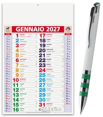 Hole Gadget 100 Calendari Personalizzati 2027 + 100 Penne Personalizzate Gadget Pubblicitari di Fine Anno come Omaggio per i Clienti Regali Promozionali Aziendali. Cod. Color