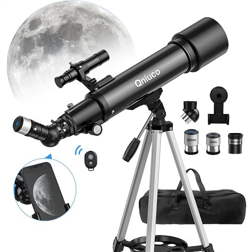 Teleskop Astronomie, Fernrohr Teleskop für Erwachsene, 70 mm Öffnung 600 mm Refraktor Teleskop Profi für Kinder und Einsteiger mit Stativ, Rucksack, Handy-Adapter Fernbedienung