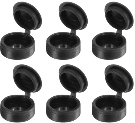 sourcing map 150pcs Screw Cover Caps, 3mm Plastic Hinged Screw Caps Fold Screw Snap Covers for Covering Screw Head (Black)