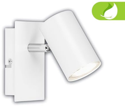 Briloner - Classe A Lampada da parete, orientabile, 3000K bianco caldo, 2W, 450 lumen, circa 50.000h di luce, lampada da soggiorno, lampada da cucina, corridoio, camera da letto, bianco