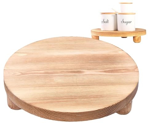 Wooden Base Stands, Wooden Display Stand - Round Display Stand for | Decorative Bathroom Tray, Wooden Soap Dish with Small Farm Legs