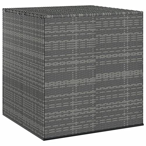 ShGaxin Coffre de coussins pour jardin, coffre extérieur, coffre de rangement, coffre de terrasse, rotin PE, gris, 100 x 97,5 x 104 cm