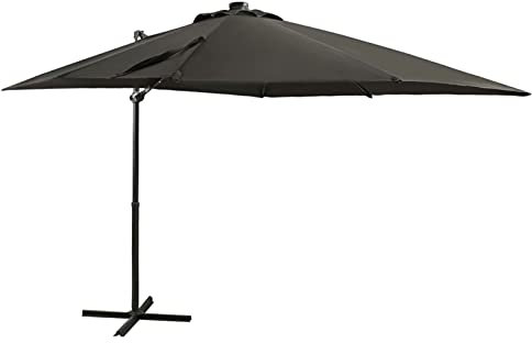 Xichuzi Ampelschirm mit Mast, Balkon Sonnenschirm, Marktschirm, Garten, Balkon Schirm, Sonnen Schirme, Balkonschirm, und Leuchten Anthrazit 250 cm