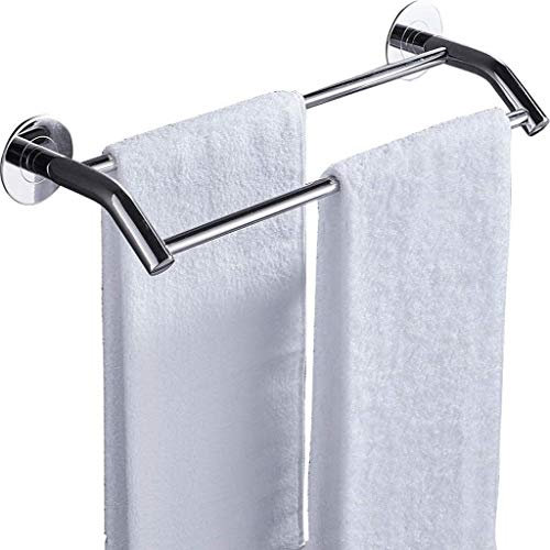 Double porte-serviettes mural en acier inoxydable pour salle de bain avec rail de 82 cm
