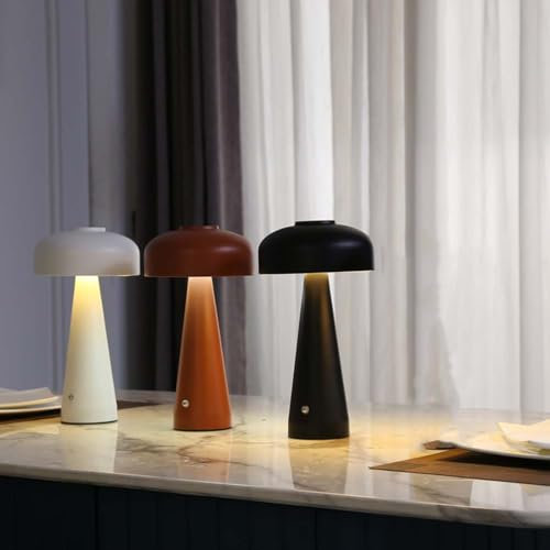 AoLa Lampada da Tavolo a Fungo LED con Interruttore a sfioramento Luce da Tavolo dimmerabile Lampada a Fungo Ricaricabile Senza Fili Luce Notturna Decorativa dal Design Moderno a Fungo,Marrone