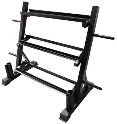 Hantelständer, 3-stufiger Organizer For Fitnessgeräte, Hantel-Aufbewahrungsregal For Das Heim-Fitnessstudio Mit 2 Langhantelstangen-Aufbewahrungslöchern Und 4 Langhantelplatten-Aufbewahrungsstangen