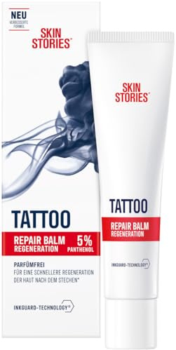 SKIN STORIES Repair Balm (40 ml), beruhigende Tattoo Pflege mit InkGuard-Technology® und Panthenol, Tattoo Creme mit Bio-Kamillenextrakt für eine schnellere Regeneration der Haut nach dem Stechen