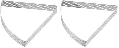 sourcing map 2 anillos perforados para tartas de 5.5 pulgadas, de acero inoxidable en forma de abanico, anillo de tartaleta antiadherente para pulir pasteles, mousse, anillo de postre grueso,