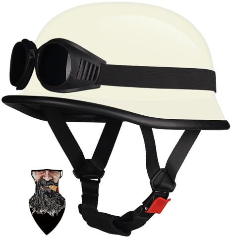 Halbschalenhelm mit ABS-Schale Retro-Design ECE-zertifizierte - Chopper/Jethelm für Herren Damen | abnehmbares Innenfutter, Mofa Helm, Braincap, Rollerhelm Motorrad