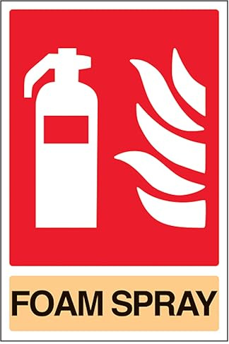 V Safety General Foam Spray Feuerlöscher, 200 x 300 mm, leuchtet im Dunkeln, 1 mm, Hartplastik-Sicherheitsschild