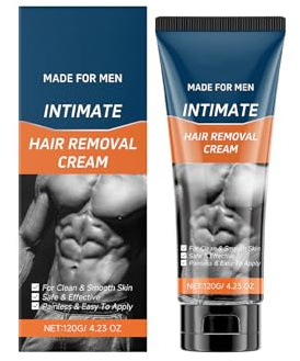Intimate Hair Removal Cream for Men, Fast & Painless Depilation Cream for Male Private Parts, Groin, Scrotum & Buttocks, Gentle Formula with Aloe Vera & Shea Butter 120g