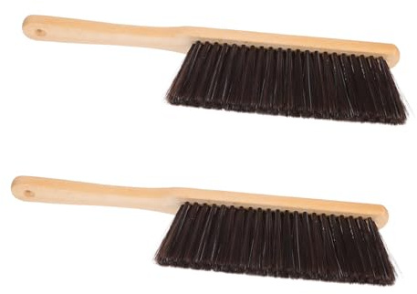 Luxshiny 2pcs Wooden Fireplace Brush Long Handle Dust Broom with Soft Bristles for Ash Cleaning for Home Commercial Use Gentle Surfaces
