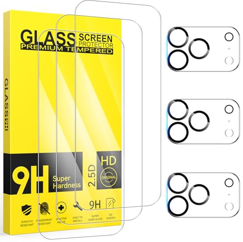 Niphabe 3 Pièces Verre Trempé pour iPhone 17 Pro avec 3 Pièces Caméra Arrière Protecteur, Ultra Résistant Film Protection écran, Anti-Rayures, Sans Bulles Film Protection Compatible iPhone 17 pro 6.3
