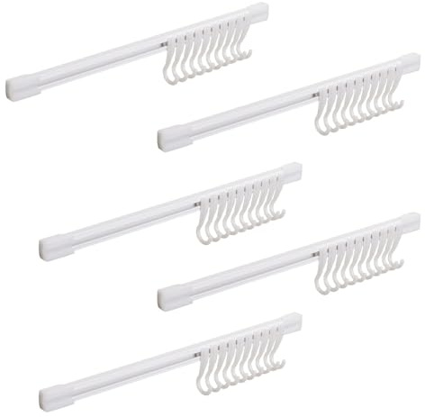 ZSUIQIN 5 St Küchen Hakenleiste ohne Bohren, Beweglicher Wandhaken, Selbstklebende Hakenleiste, mit 50 Haken für Küchenutensilien,Küchenutensilien-Organizer-Rack mit 6 Haken (Weiß)