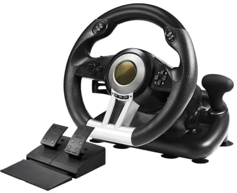 Gaming-Lenkrad mit Pedal, 180° Simuliertes Rennspiel-Lenkrad für PC für PS4 für Switch und für Xboxone-Systeme, schnelle Reaktion (schwarz)