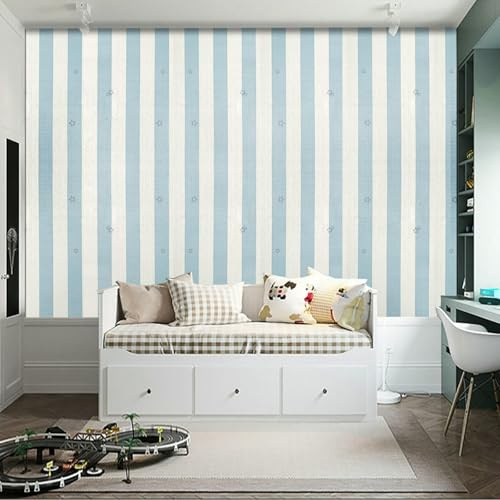 ESSMOKO Papel tapiz rollos de pegatinas de pared autoadhesivas de PVC para sala de estar dormitorio dormitorio de estudiantes papel tapiz de gabinete con rayas azules 45 * 500cm*2 rollos