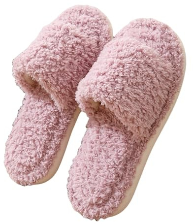 Pantuflas de fieltro abiertas con suela de fieltro - Zapatos de invierno para mujer, 38 elegantes, zapatillas de cabaña, cálidas, ligeras, pantuflas de fieltro suave, pantuflas de algodón, cómodas