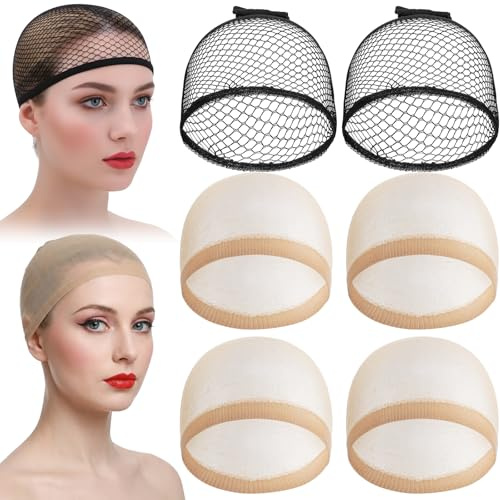 6 stycken hårnät peruk mössa, hårnät nylon peruk mössa perukmössor, peruknät underklädeshuva stretchig elastisk andningsaktiv perukmössa set nylon hårnät för peruker för kvinnor män vardag