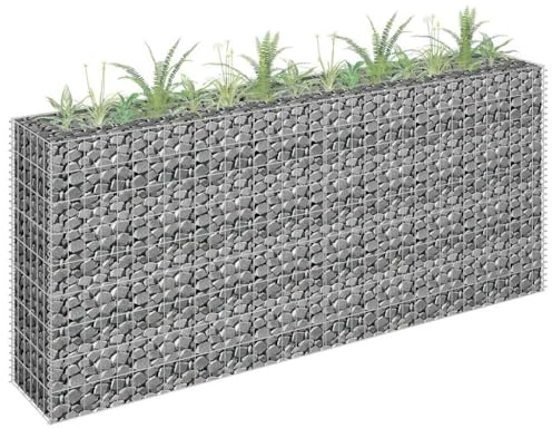 KTHLBRH Jardinière surélevée à Gabion en Acier galvanisé, Structure Robuste Anti-Rouille pour Bordures de Fleurs et Plantes de Jardin ou terrasse, bac de Remplissage Roches Gravier,