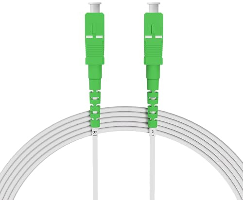 nexinex - Cavo patch SC/APC in fibra ottica bianca da 15 m a SC/APC | Cavo in fibra ottica LWL Simplex Singlemode OS2 FTTH