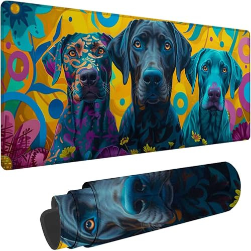 Tappetino Mouse XXL 1500x800x3 mm, Nero Tappetino Mouse Gaming Lavabile, Cane Mouse Pad Accessori Scrivania, Impermeabile e Antiscivolo Mousepad per PC, MacBook, Laptop, Lavoro Ufficio, Regalo w-919