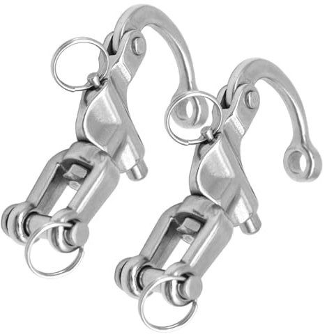 YARNOW Lot de 2 Manilles Pivotantes 2 3/4 Pouces en Acier Inoxydable 316, Crochet à Dégagement Rapide pour Équipement de Navigation, Mousqueton Marin Résistant la Corrosion, pour