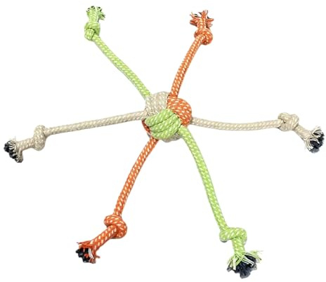 ZYKEJJDDAK Cuerda de algodón para perros, juguete para masticar, seguro con 6 nudos de cabeza, cuerda para cachorros, perros adultos, asegurando la dentición, entretenimiento en interiores, divertido