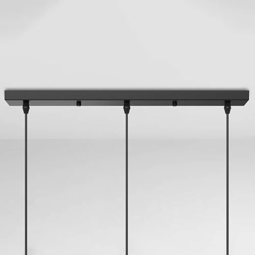 Canopy Lamp, Canopy for Lamp Rectangular, Canopy Long,Metall Deckenrosette Rechteckig Lang | Deckenkappe Lampenfassung | Kabelabdeckung Deckenbox für Pendelleuchten (Schwarz, 80cm*3-Locher)