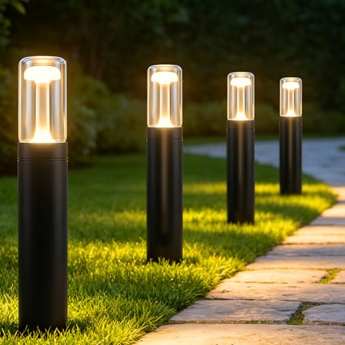 Glitzerlife LED Wegeleuchte Außen Gartenleuchte 4ER Pollerleuchte 40cm