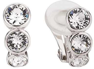 Traveller Ohrclip - Platiniert - Preciosa Kristalle - Silberfarbe - 14x6 mm - 155805