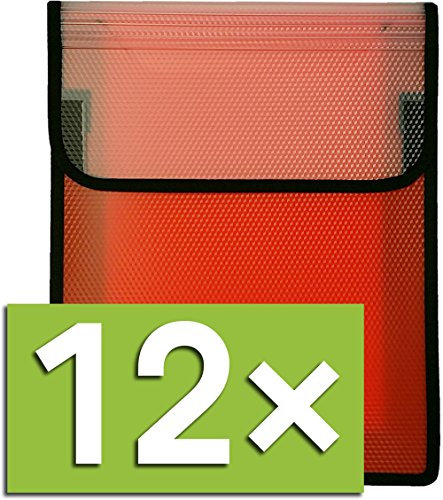 VELOFLEX Heftbox Velobag Ordnungsmappe A4, Klettverschluss (Rot, 12x Heftebox)